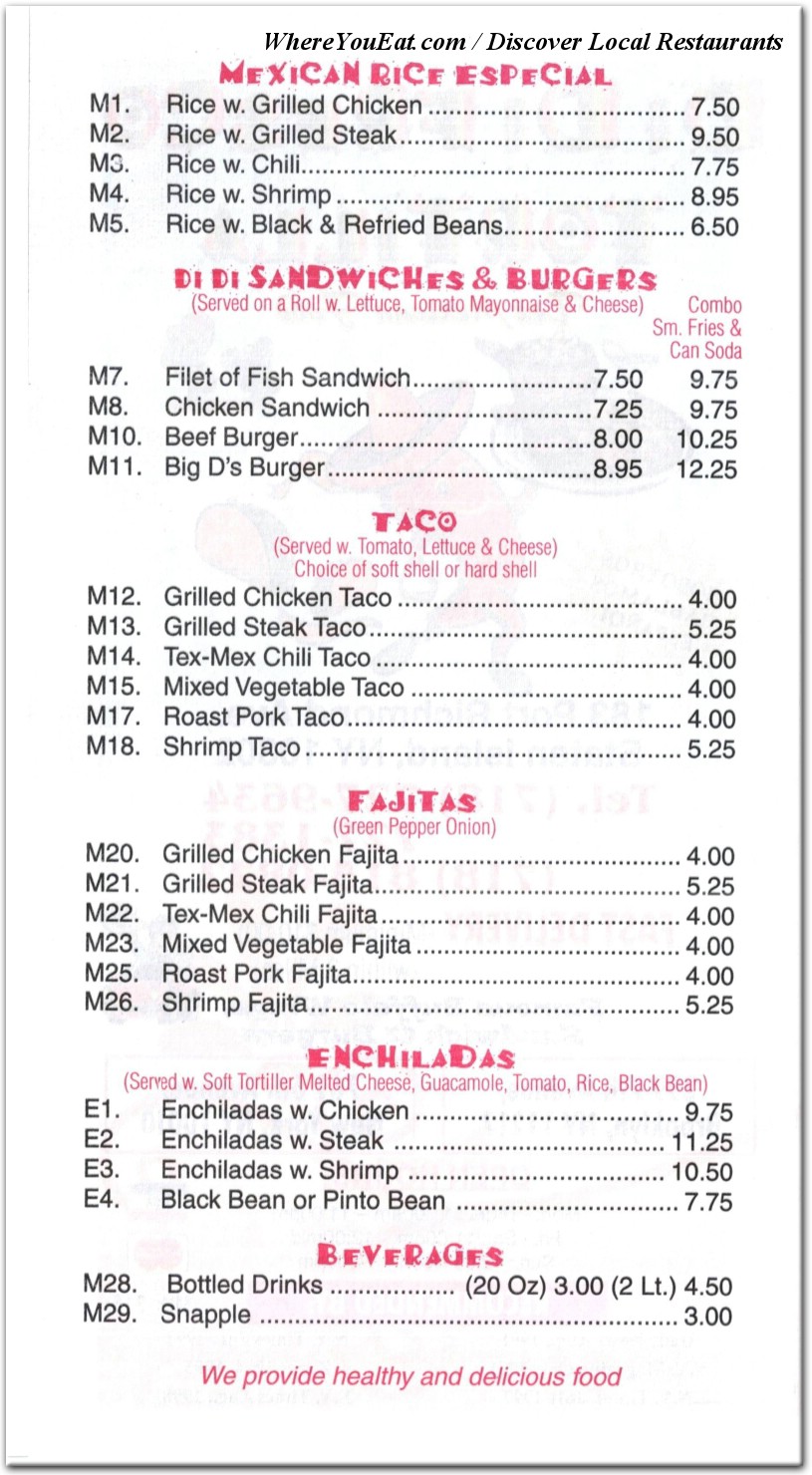 menu
