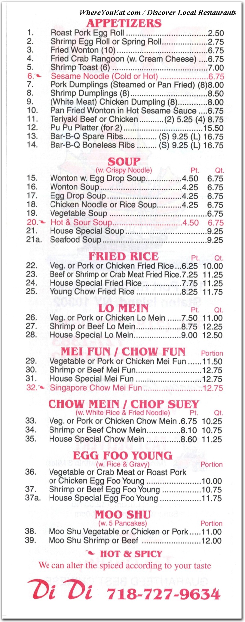 menu