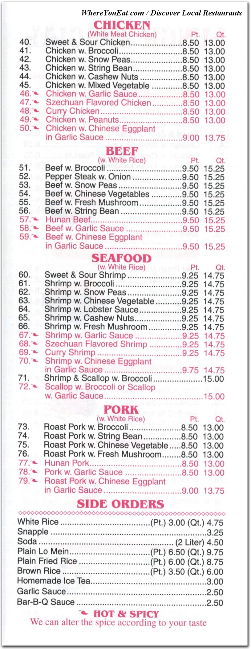 menu